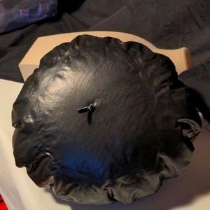 New! Handmade Faux Leather Beret - Black